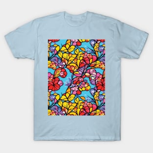 mosaic seamless butterfly flora trees abstract soft paint Japanese style unique T-Shirt